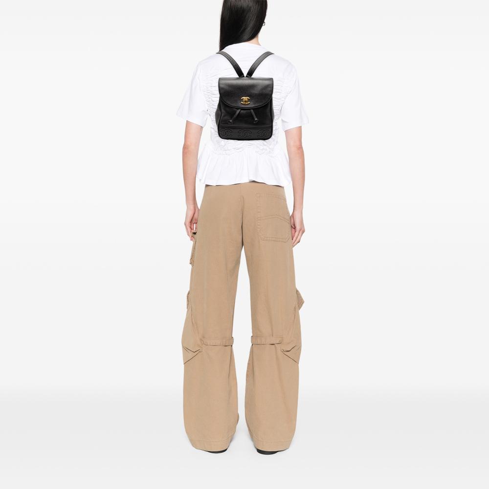 Chanel B Chanel Black Caviar Leather Leather Caviar Triple CC Backpack Italy