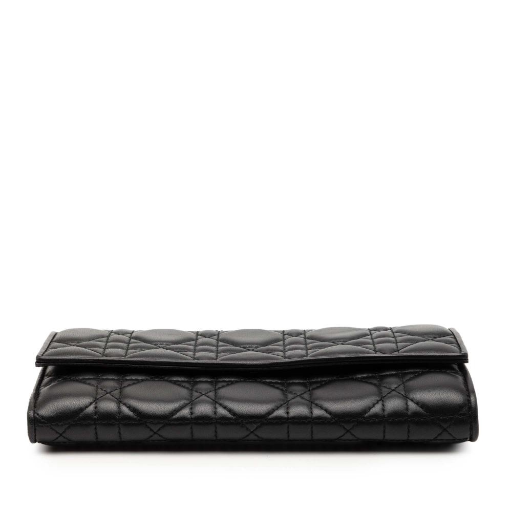 Christian Dior B Dior Black Lambskin Leather Leather Lambskin Cannage Lady Dior Wallet On Chain Italy