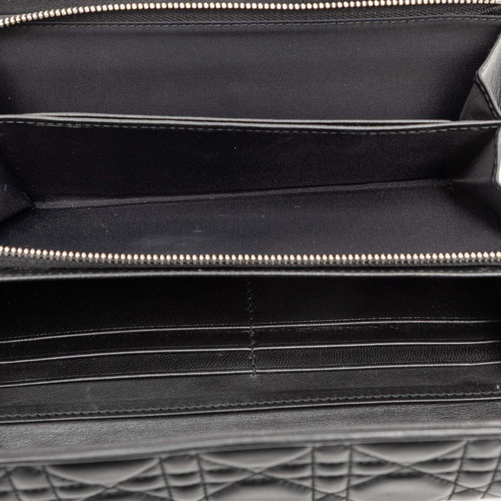 Christian Dior B Dior Black Lambskin Leather Leather Lambskin Cannage Lady Dior Wallet On Chain Italy