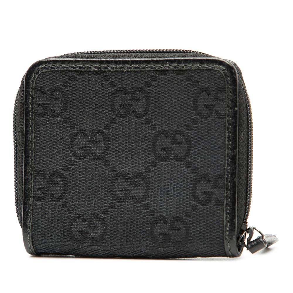 Gucci B Gucci Black Canvas Fabric GG Coin Pouch Italy