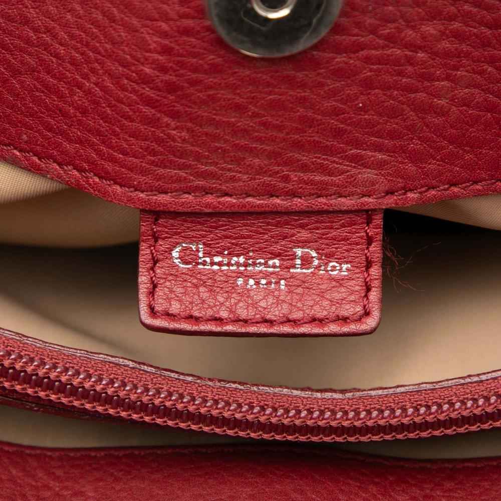 Christian Dior B Dior Brown Beige with Red Canvas Fabric Diorissimo Trotter Street Chic Tote Italy