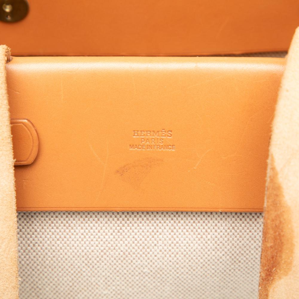 Hermès B Hermès Brown Beige Canvas Fabric Toile Herbag Cabas MM France