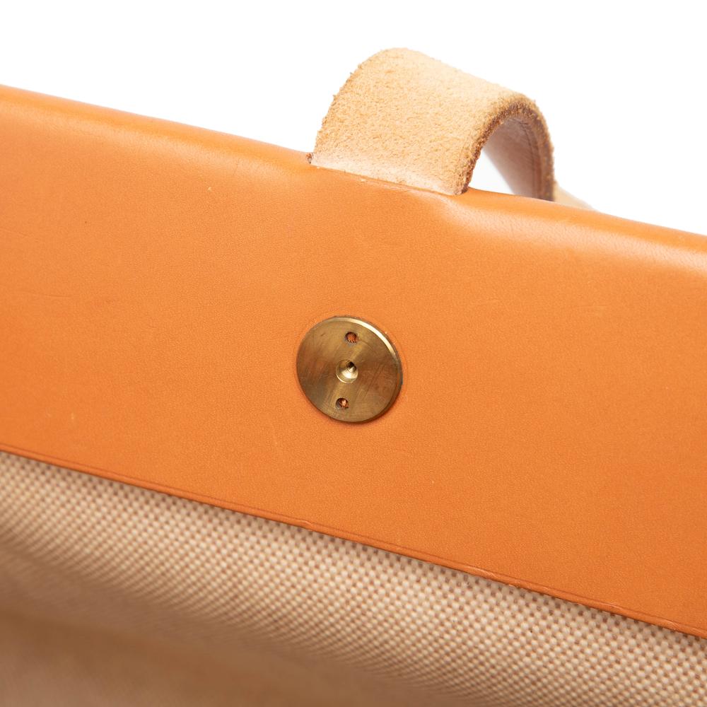 Hermès B Hermès Brown Beige Canvas Fabric Toile Herbag Cabas MM France