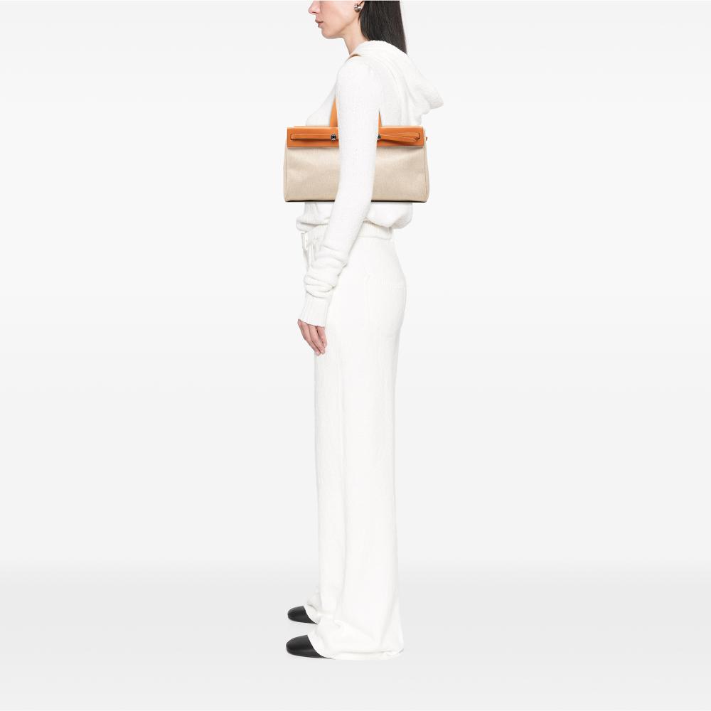 Hermès B Hermès Brown Beige Canvas Fabric Toile Herbag Cabas MM France