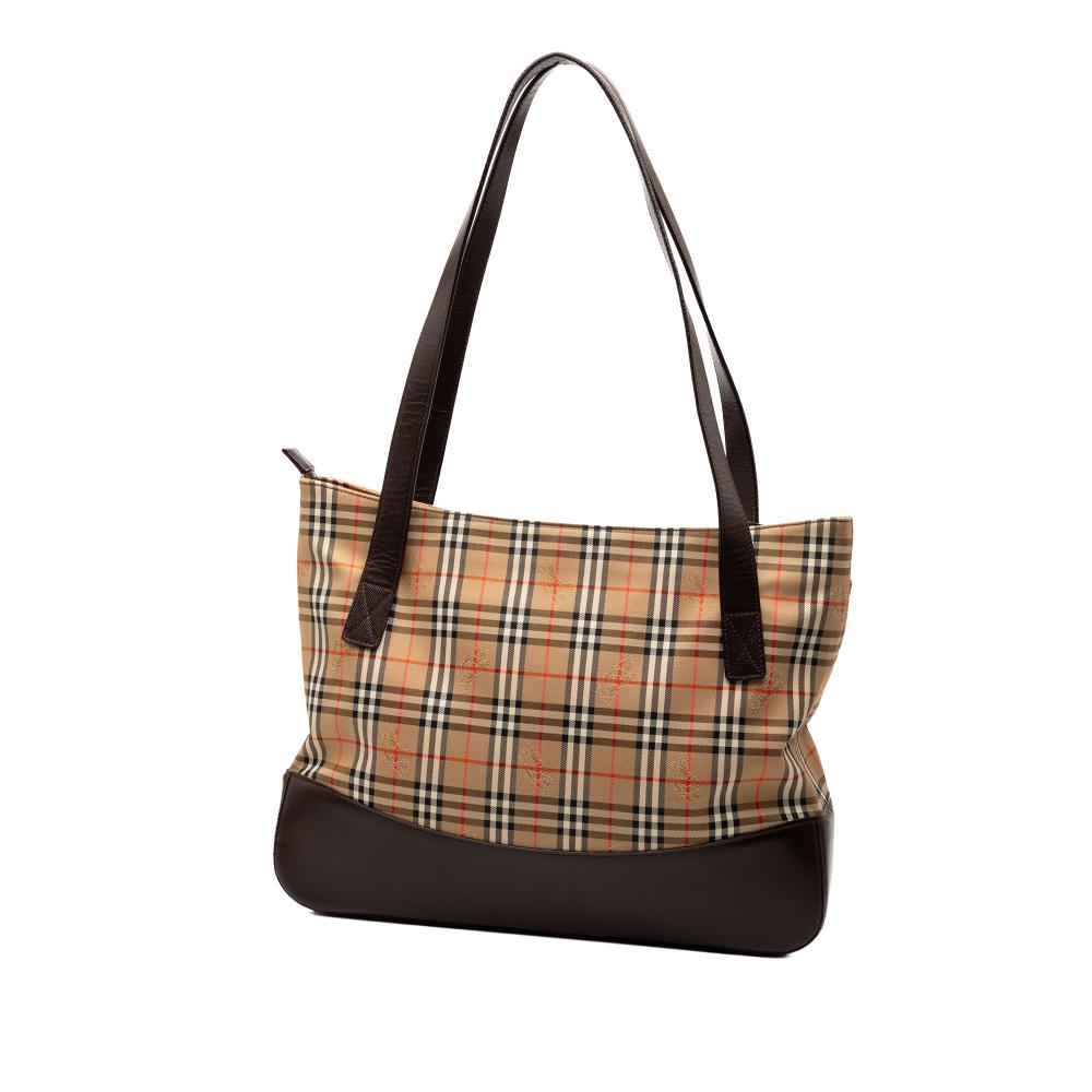 Burberry B Burberry Brown Beige Canvas Fabric Haymarket Check Tote United Kingdom