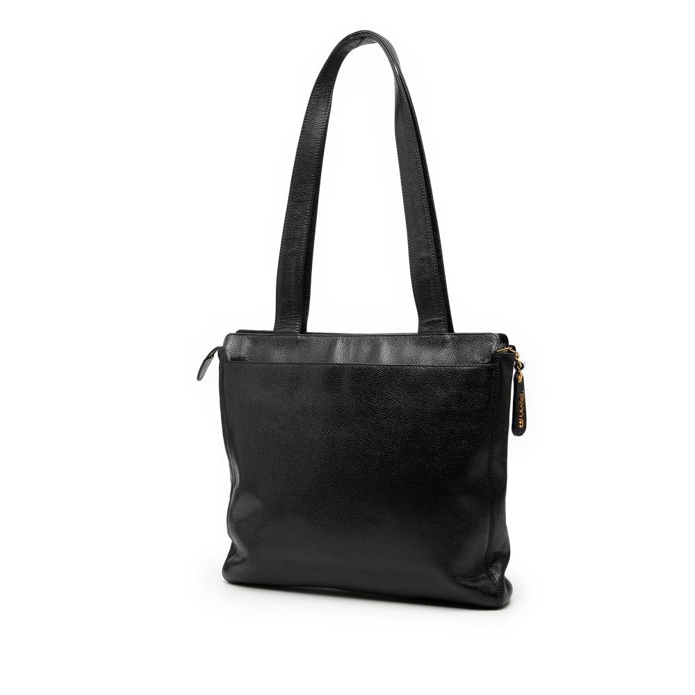 Chanel B Chanel Black Caviar Leather Leather Caviar LAX Logo Tote Italy