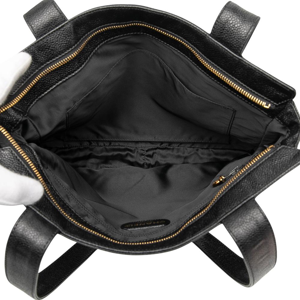 Chanel B Chanel Black Caviar Leather Leather Caviar LAX Logo Tote Italy