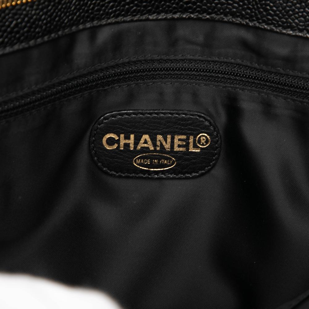 Chanel B Chanel Black Caviar Leather Leather Caviar LAX Logo Tote Italy