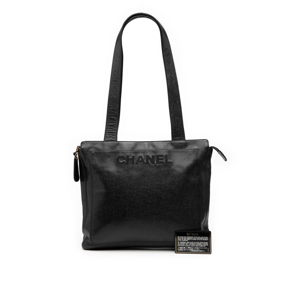 Chanel B Chanel Black Caviar Leather Leather Caviar LAX Logo Tote Italy