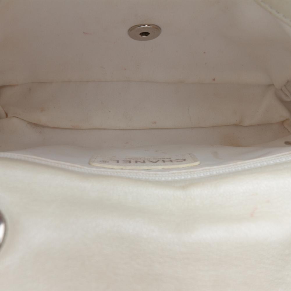 Chanel B Chanel White Ivory Canvas Fabric Mini Rectangular Classic Sequin Single Flap Italy