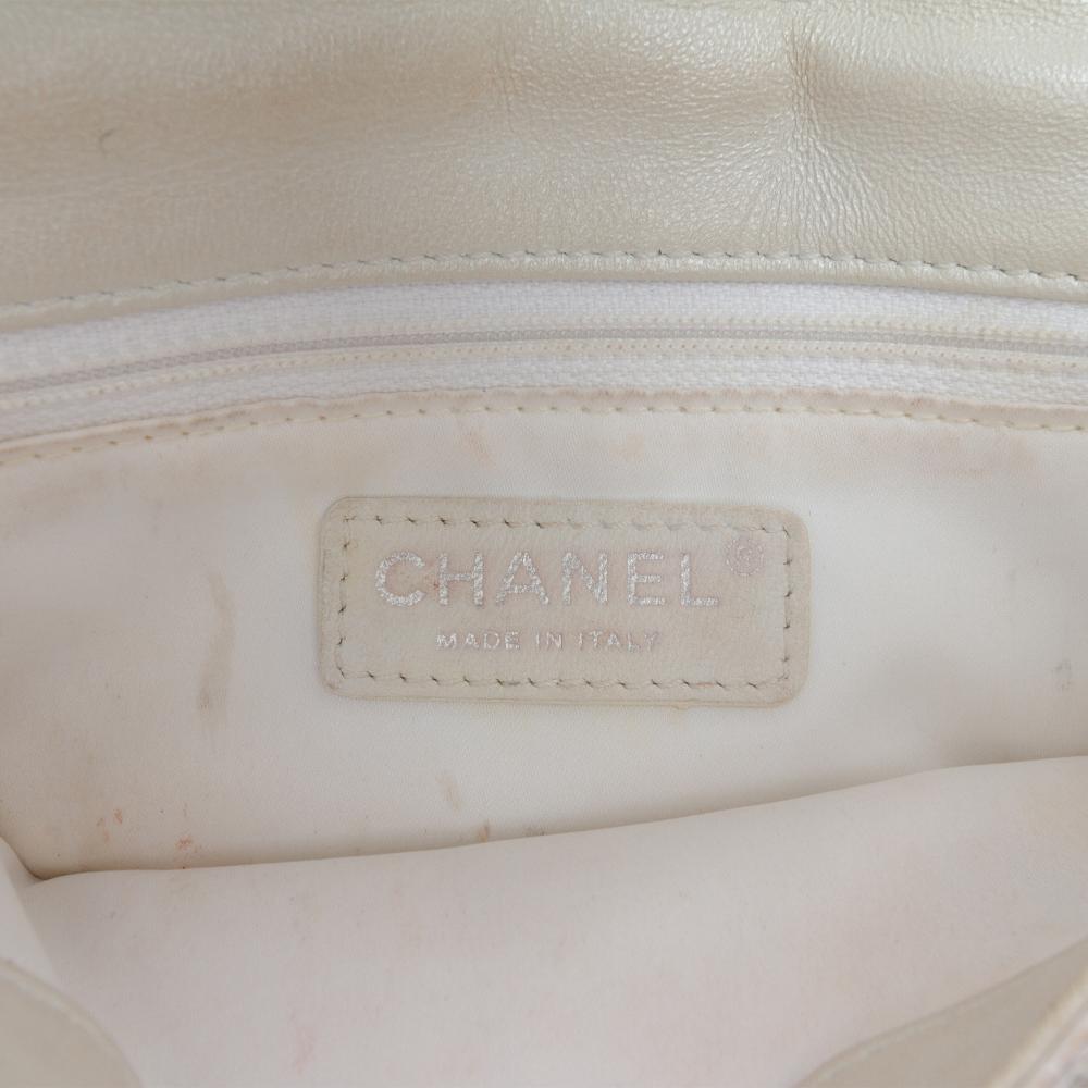 Chanel B Chanel White Ivory Canvas Fabric Mini Rectangular Classic Sequin Single Flap Italy