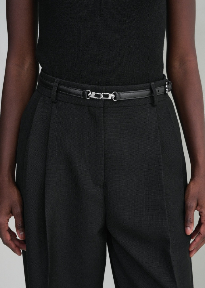 Toteme Ledergürtel mit doppelter Schnalle in Schwarz