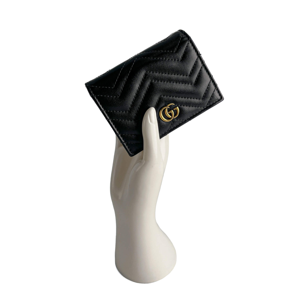 Gucci GG Marmont Small Leather Matelassé Cards Holder Black