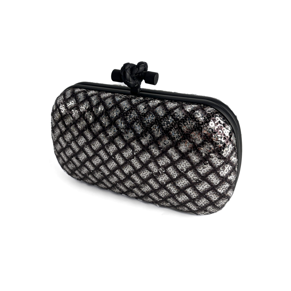 Bottega Veneta Knot Leather & Sequin Minauderie Clutch Bicolor