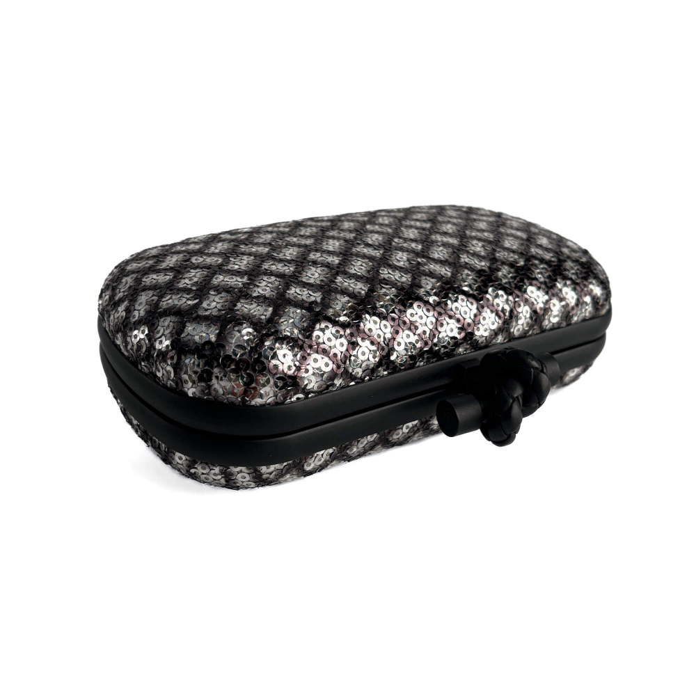 Bottega Veneta Knot Leather & Sequin Minauderie Clutch Bicolor