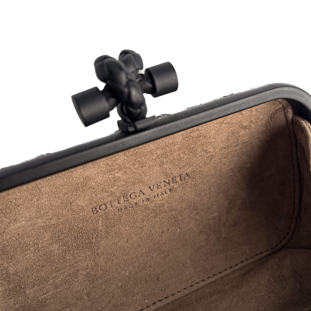 Bottega Veneta Knot Leather & Sequin Minauderie Clutch Bicolor