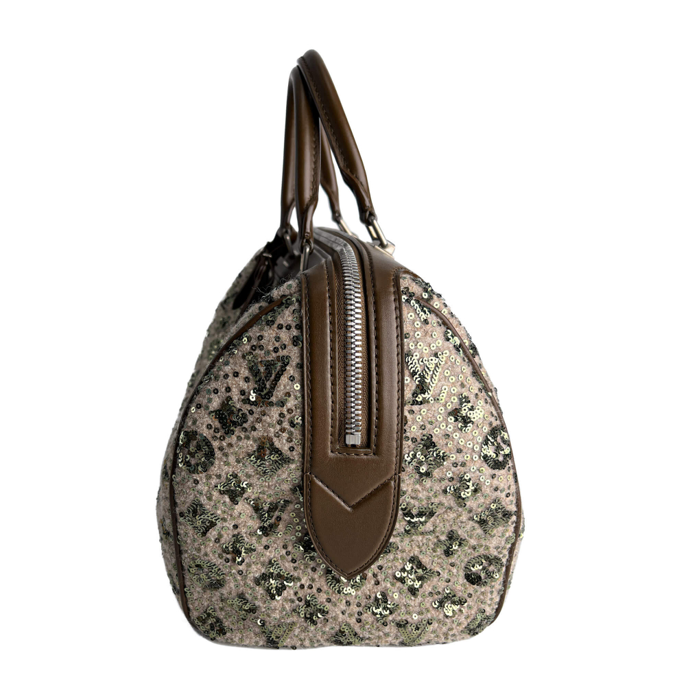 Louis Vuitton Speedy 30 Canvas Sequin Trunk Handbag Brown