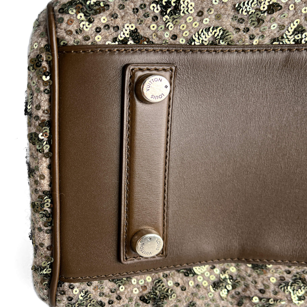 Louis Vuitton Speedy 30 Canvas Sequin Trunk Handbag Brown