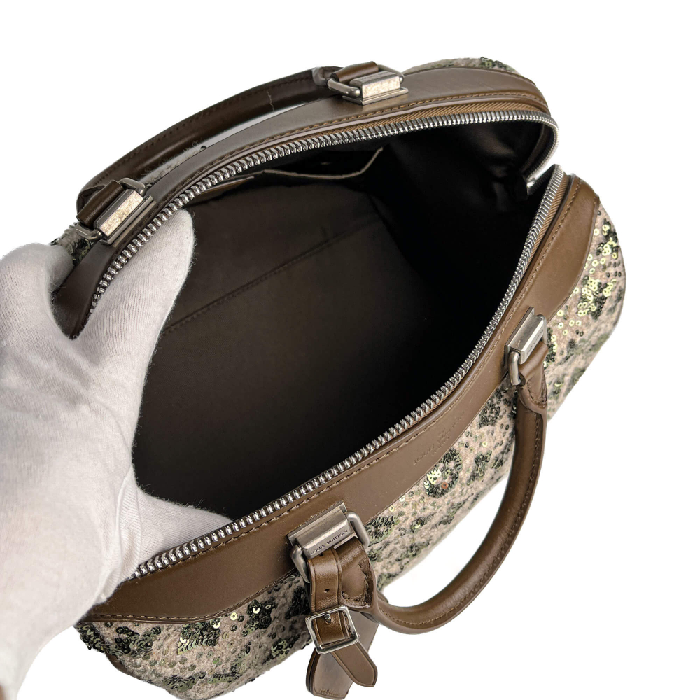 Louis Vuitton Speedy 30 Canvas Sequin Trunk Handbag Brown