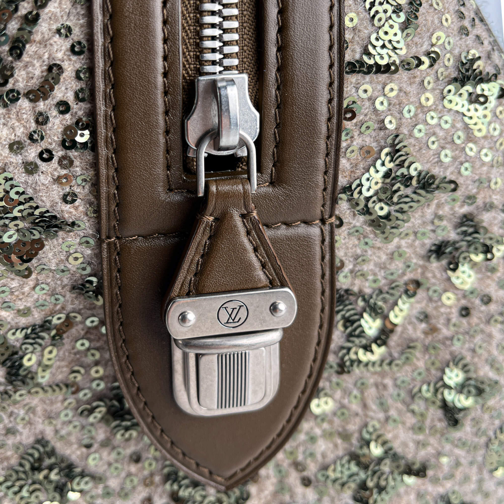 Louis Vuitton Speedy 30 Canvas Sequin Trunk Handbag Brown