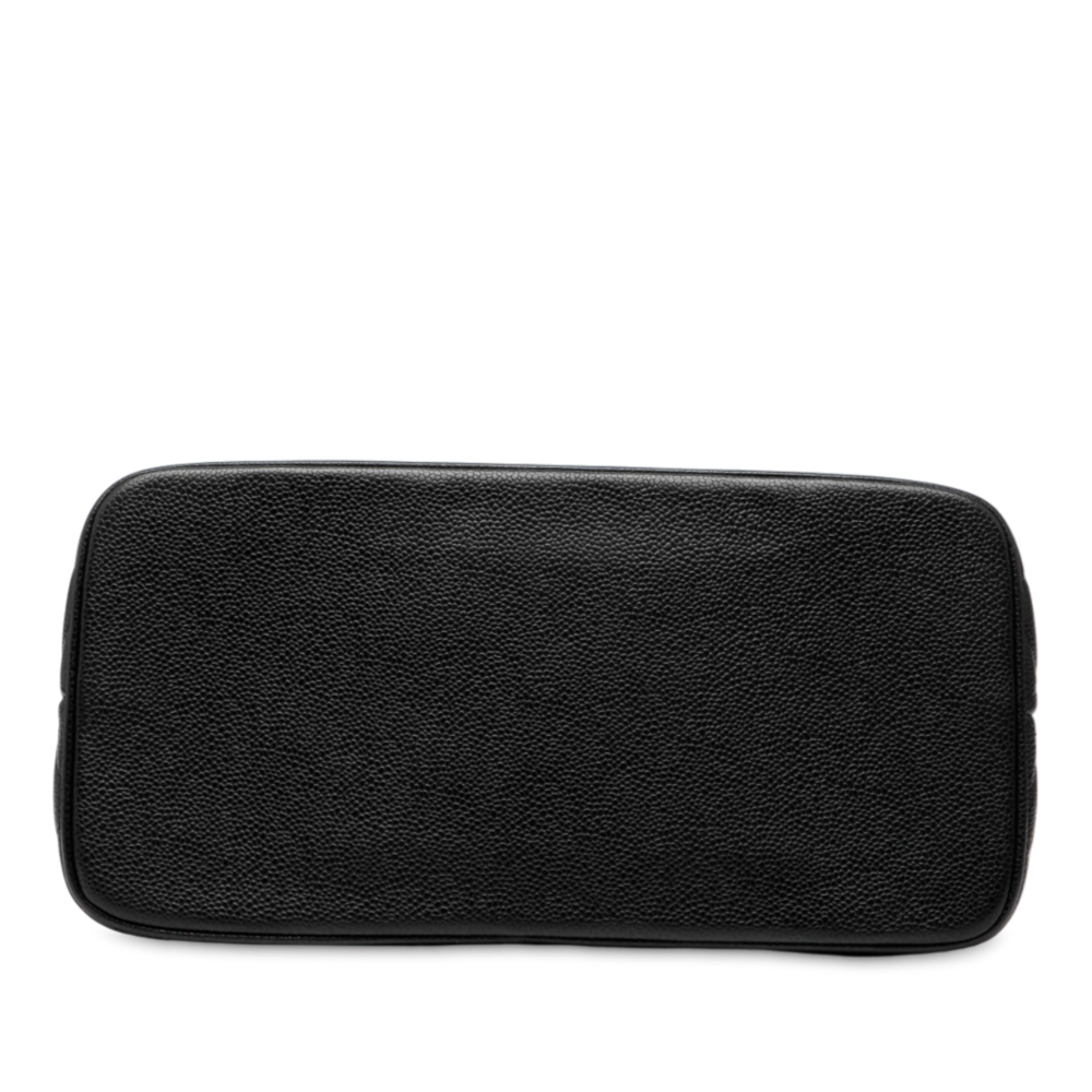 Chanel Vintage Medallion Caviar Leather Quilted Tote Handbag Black