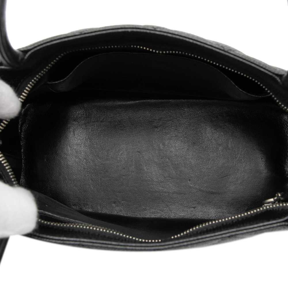 Chanel Vintage Medallion Caviar Leather Quilted Tote Handbag Black