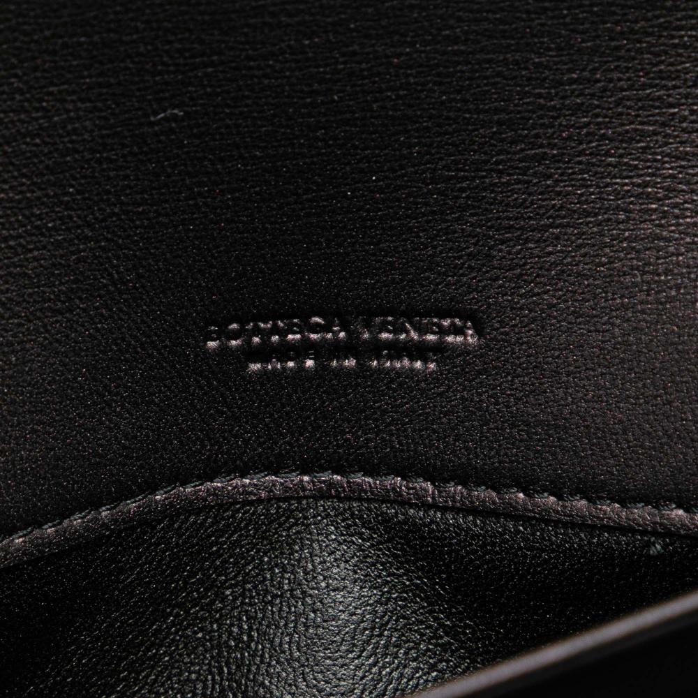 Bottega Veneta Black Nappa Intrecciato Grommet Scalloped Edge Long Wallet Italy