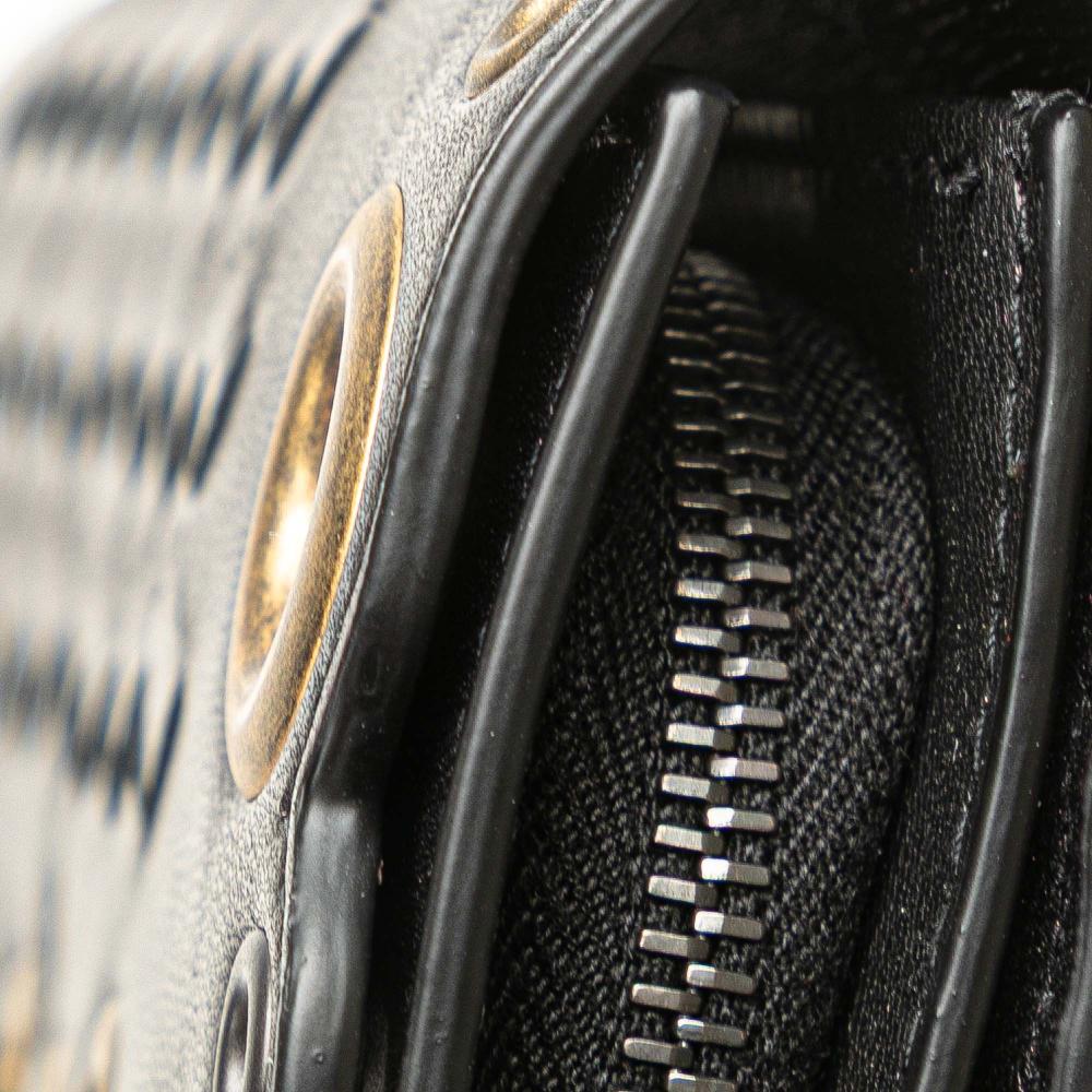 Bottega Veneta Black Nappa Intrecciato Grommet Scalloped Edge Long Wallet Italy