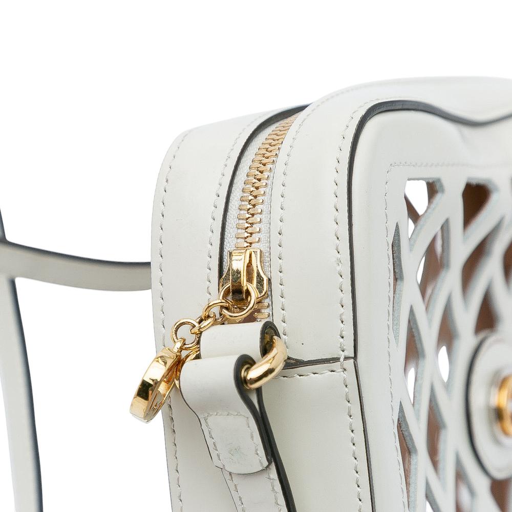 Gucci B Gucci White with Multi Calf Leather Cutout and Flora Canvas Infinity Crossbody Italy
