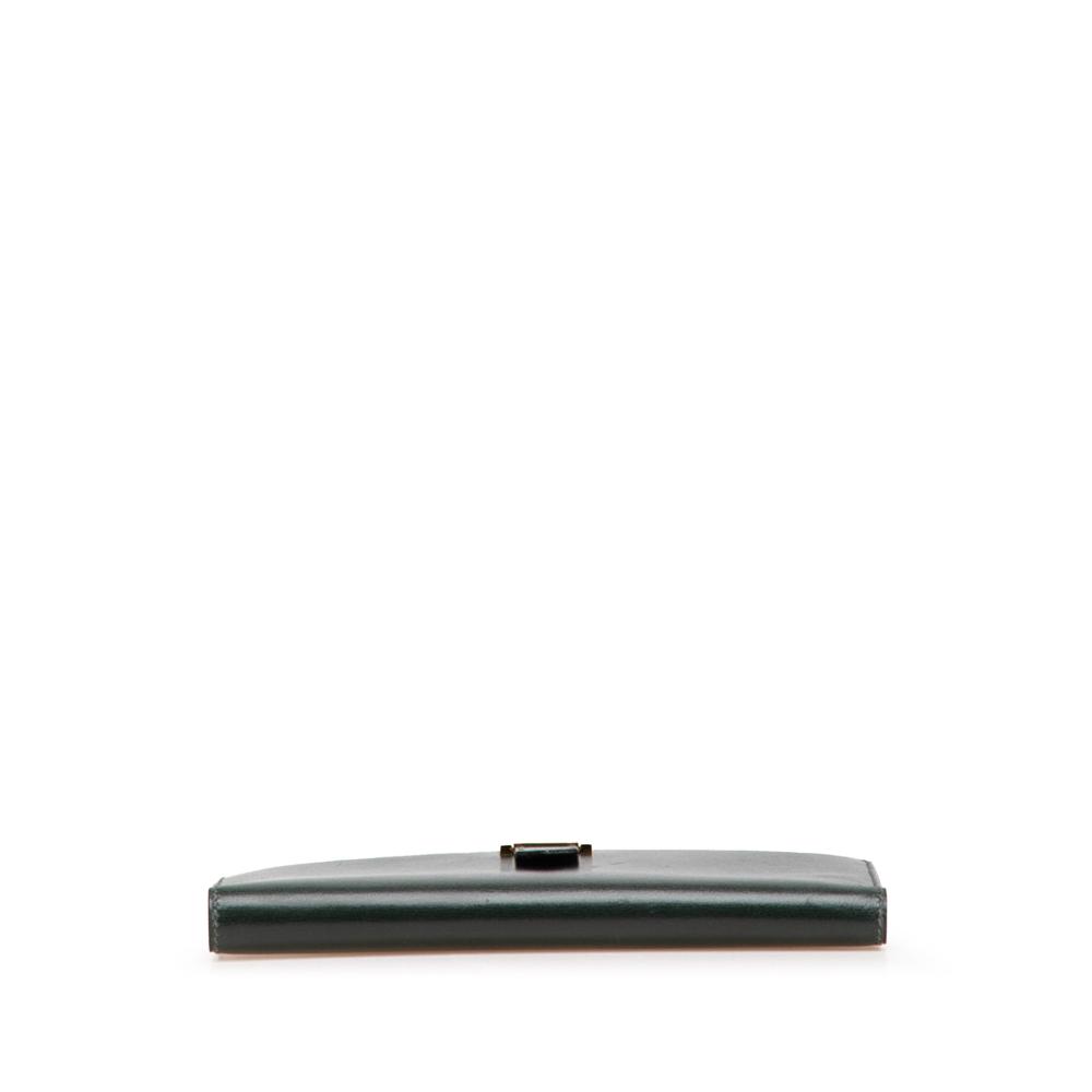 Hermès B Hermès Green Dark Green Calf Leather Box Bearn Wallet France