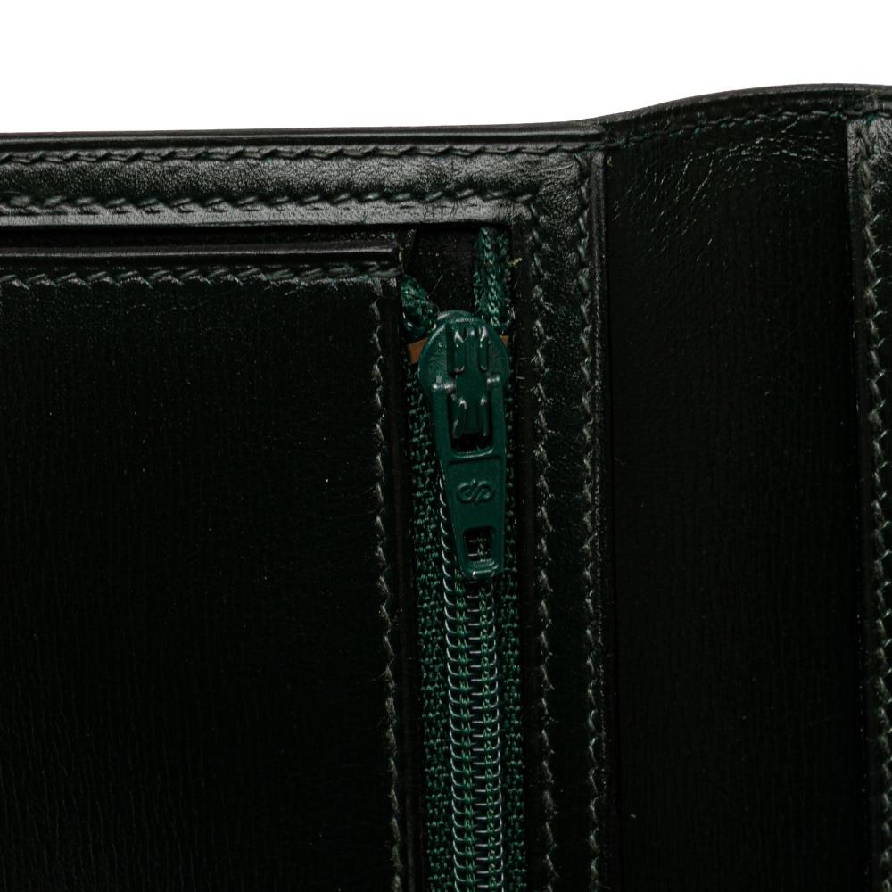 Hermès B Hermès Green Dark Green Calf Leather Box Bearn Wallet France