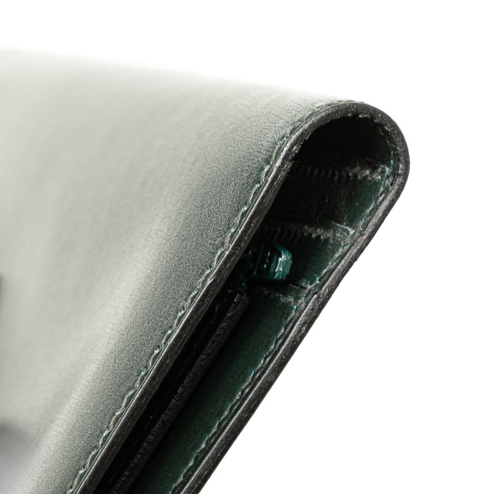 Hermès B Hermès Green Dark Green Calf Leather Box Bearn Wallet France