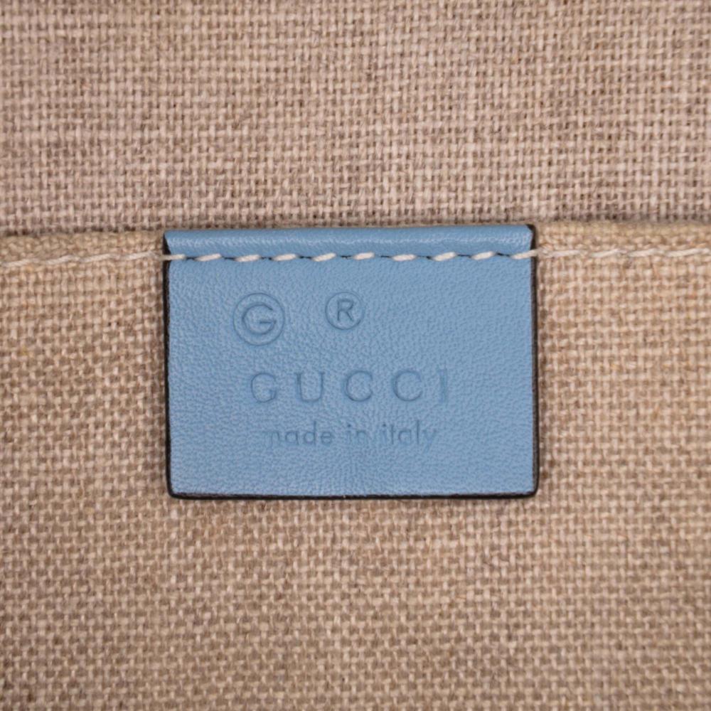 Gucci B Gucci Blue Light Blue Calf Leather Mini Microguccissima Dome Satchel Italy