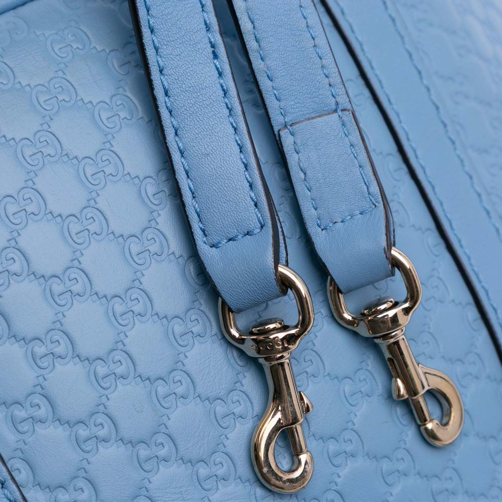 Gucci B Gucci Blue Light Blue Calf Leather Mini Microguccissima Dome Satchel Italy