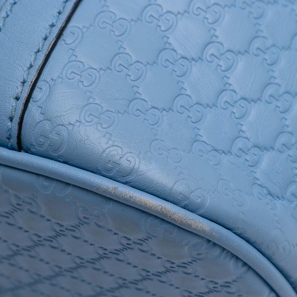 Gucci B Gucci Blue Light Blue Calf Leather Mini Microguccissima Dome Satchel Italy