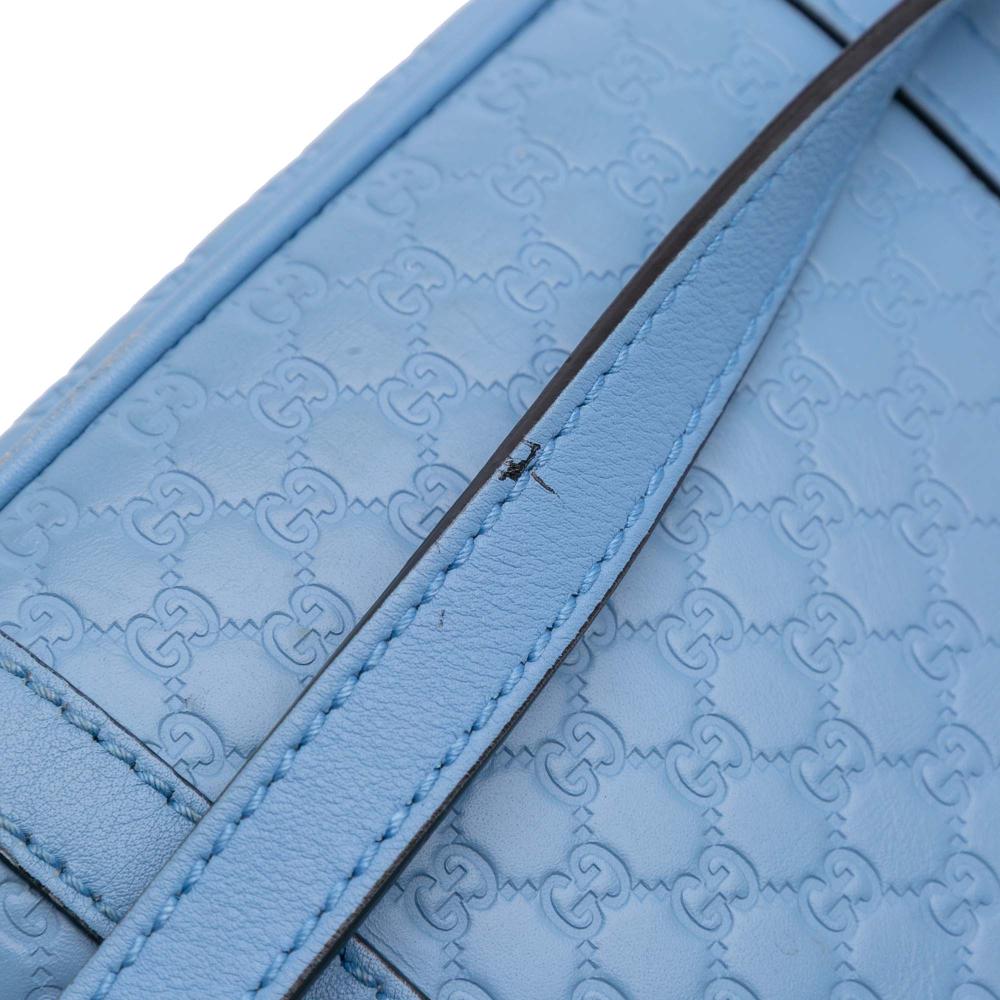 Gucci B Gucci Blue Light Blue Calf Leather Mini Microguccissima Dome Satchel Italy