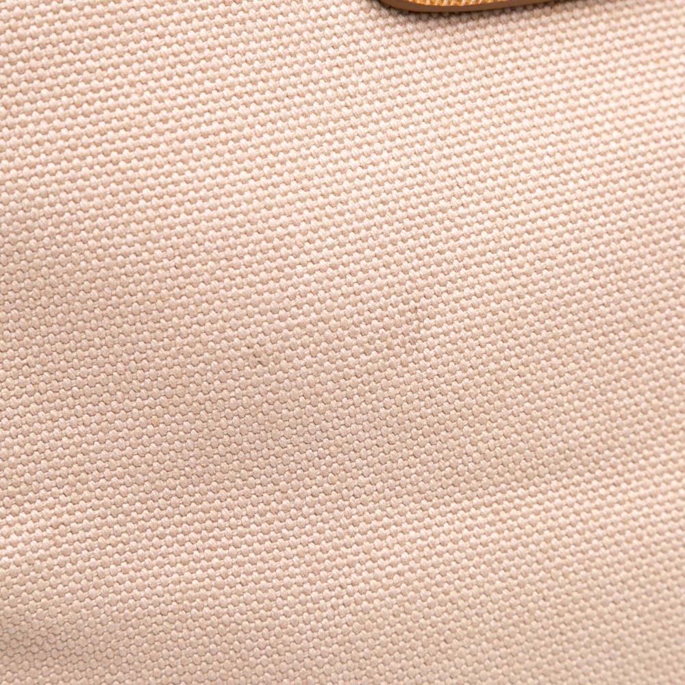 Prada B Prada Brown Beige Canvas Fabric Saffiano Trimmed Canapa Satchel Italy