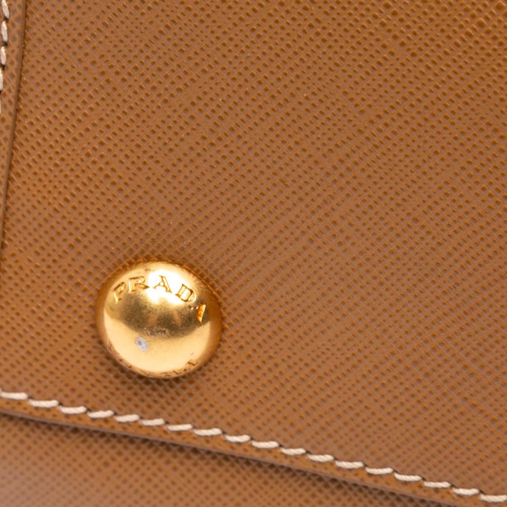 Prada B Prada Brown Beige Canvas Fabric Saffiano Trimmed Canapa Satchel Italy