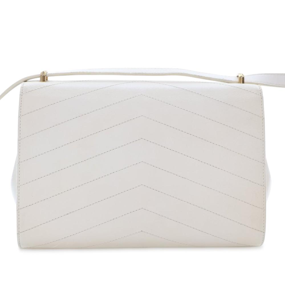 Chanel AB Chanel White Calf Leather Medium Chevron skin Casual Trip Flap Italy