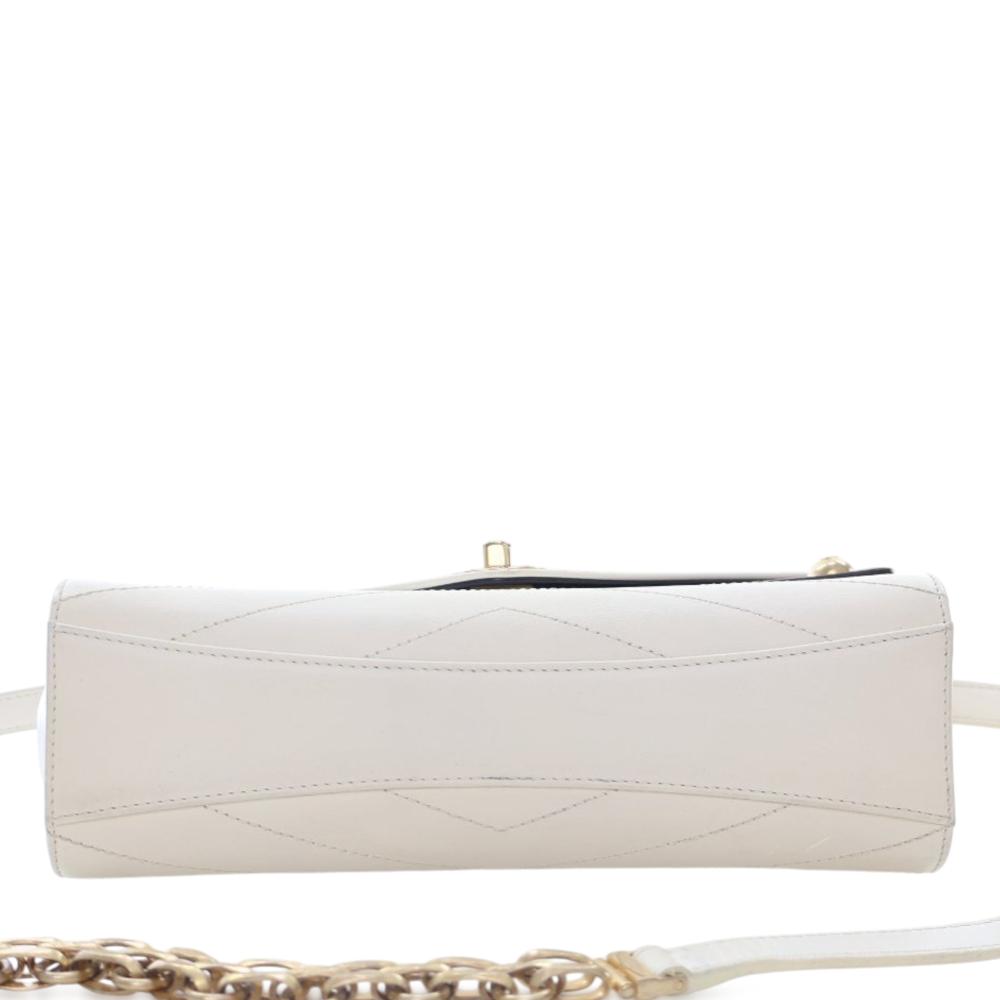 Chanel AB Chanel White Calf Leather Medium Chevron skin Casual Trip Flap Italy