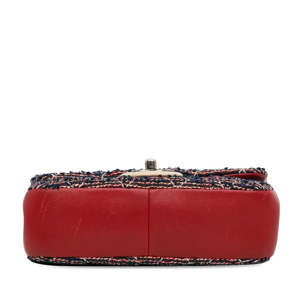Chanel B Chanel Blue Navy with Red Tweed Fabric CC Quilted Single Flap Italy