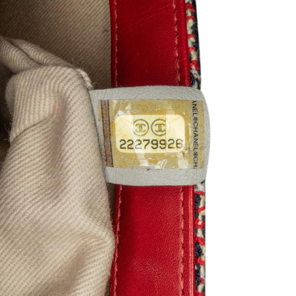 Chanel B Chanel Blue Navy with Red Tweed Fabric CC Quilted Single Flap Italy