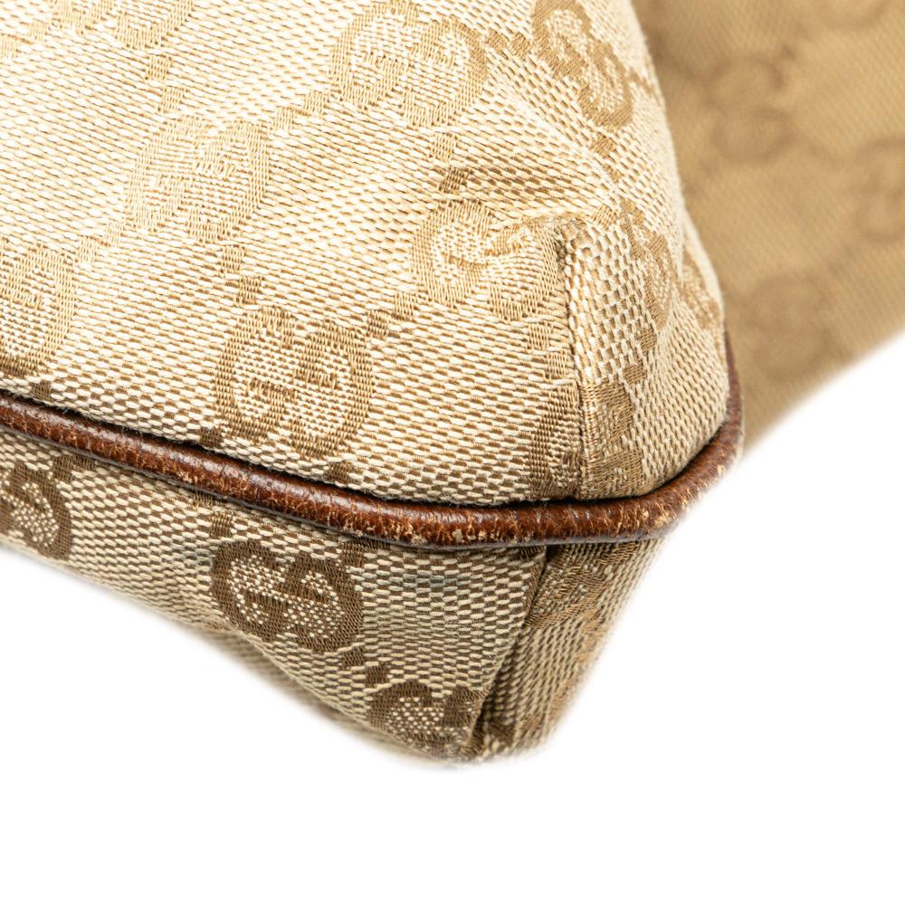 Gucci B Gucci Brown Beige Canvas Fabric GG Crossbody Italy