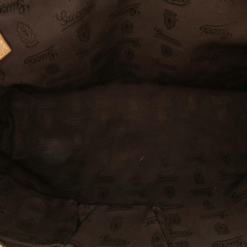 Gucci B Gucci Gold Coated Canvas Fabric Medium GG Imprime Tote Italy