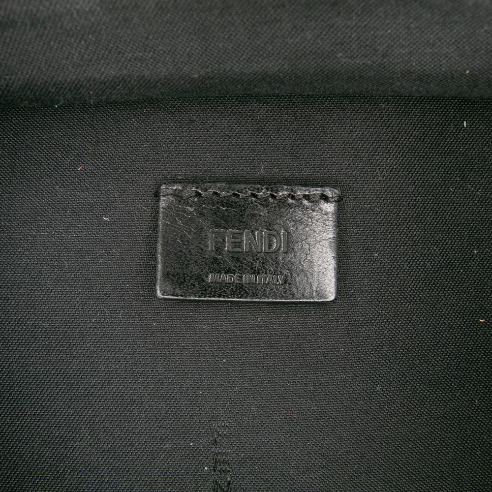 Fendi B Fendi Black Canvas Fabric Mini Zucchino Recycled Jacquard Trolley Satchel Italy