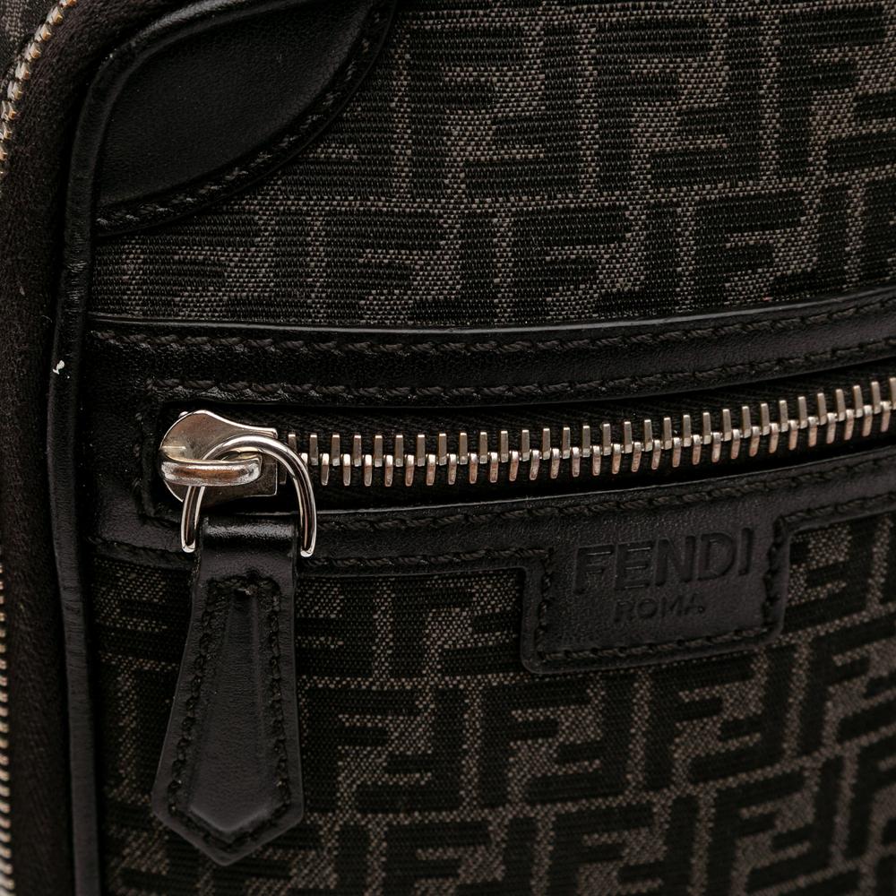 Fendi B Fendi Black Canvas Fabric Mini Zucchino Recycled Jacquard Trolley Satchel Italy