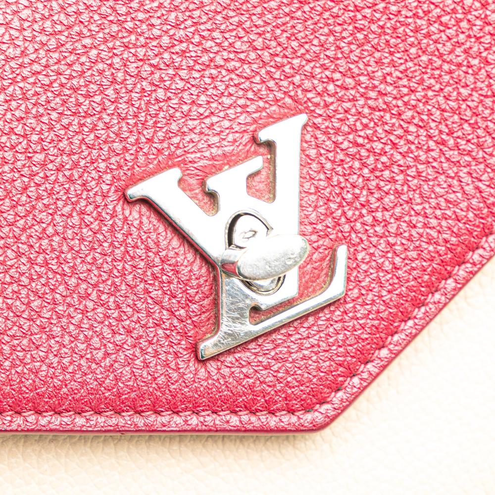 Louis Vuitton B Louis Vuitton Red with Brown Beige Calf Leather Bicolor MyLockMe Chain Pochette Spain