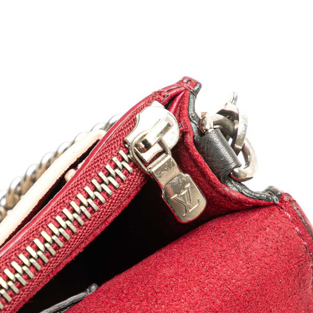 Louis Vuitton B Louis Vuitton Red with Brown Beige Calf Leather Bicolor MyLockMe Chain Pochette Spain
