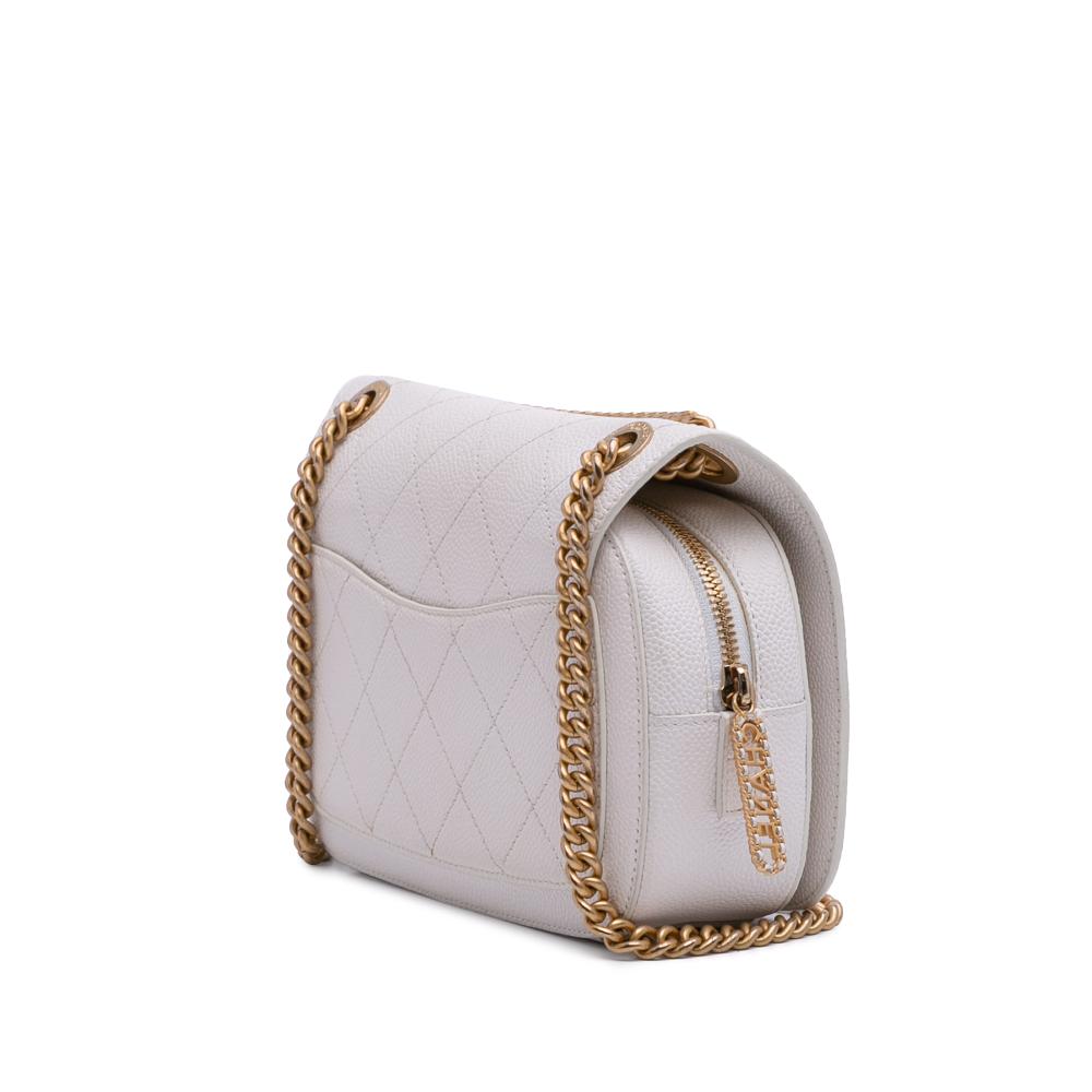 Chanel B Chanel White Off White Caviar Leather Leather CC Quilted Caviar Turnlock Full Flap Italy