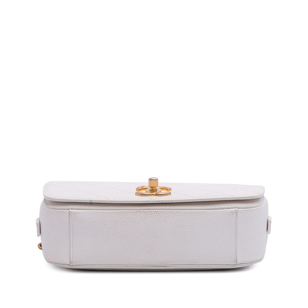 Chanel B Chanel White Off White Caviar Leather Leather CC Quilted Caviar Turnlock Full Flap Italy